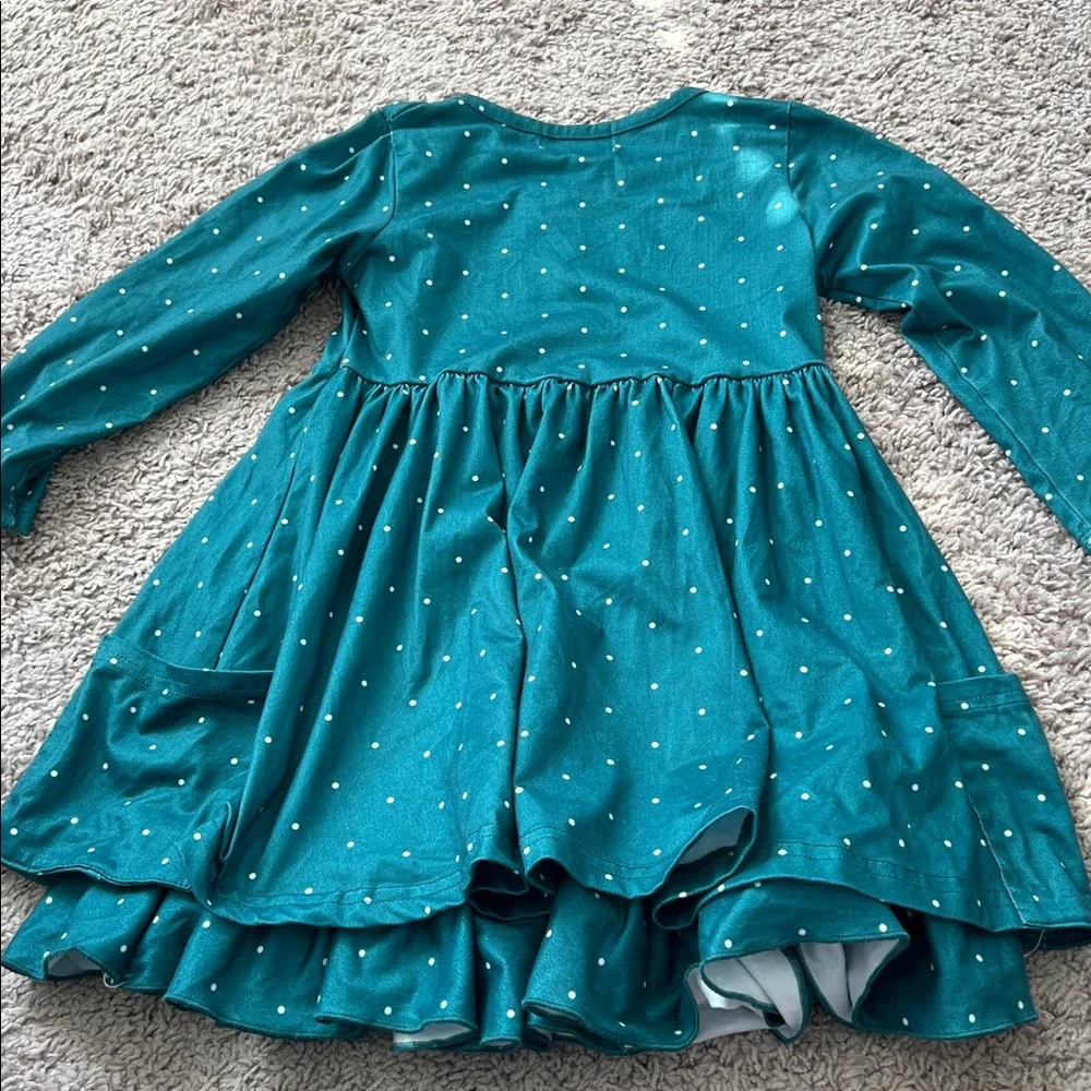 Marie Nichole Girls Green Tulle Polkadot Dress